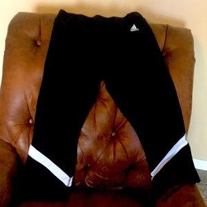 ADIDAS SWEAT PANTS BLACK/ WHITE WITH LEG DRAW STRING